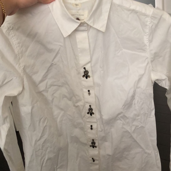 Ann Taylor Loft Jeweled White Button Up - Picture 9 of 9